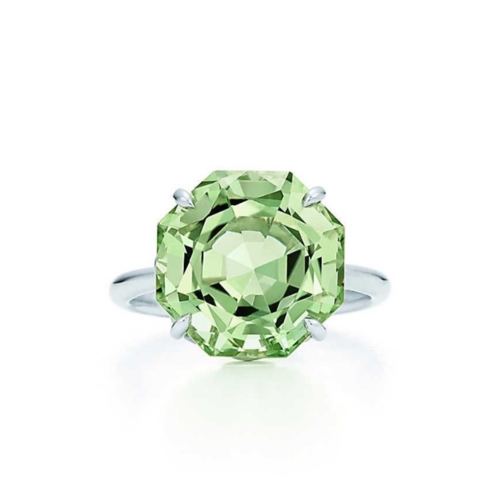 Tiffany’s sterling silver sz 5 Prasiolite oval cut sparkler ring! With receipt